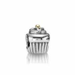 Pandora cupcake charm with 14k gold top